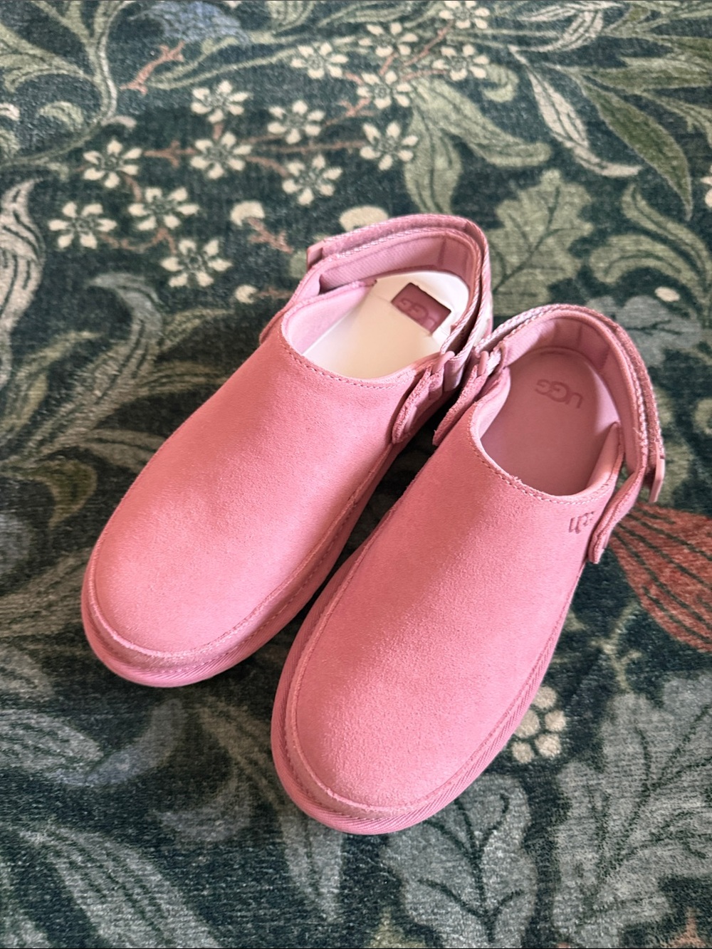 UGG Kids Pink Suede Slip-On Clog with Back Strap